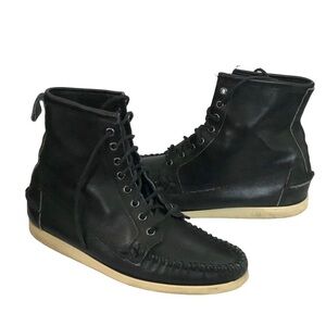 RONNIE Fieg x Sebago Campsides Hi Top Black Leather Moc Toe Laced Boots sz 8